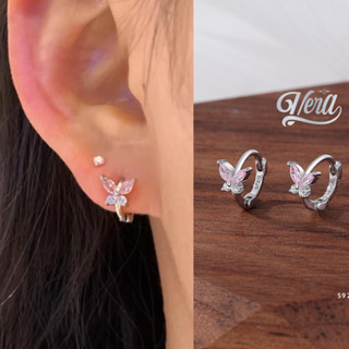 Khuyên tai Helix bướm bạc S925 đính đá Cubic Zirconia – Bông tai bướm lấp lánh  VERA SILVER [BH trọn đời]