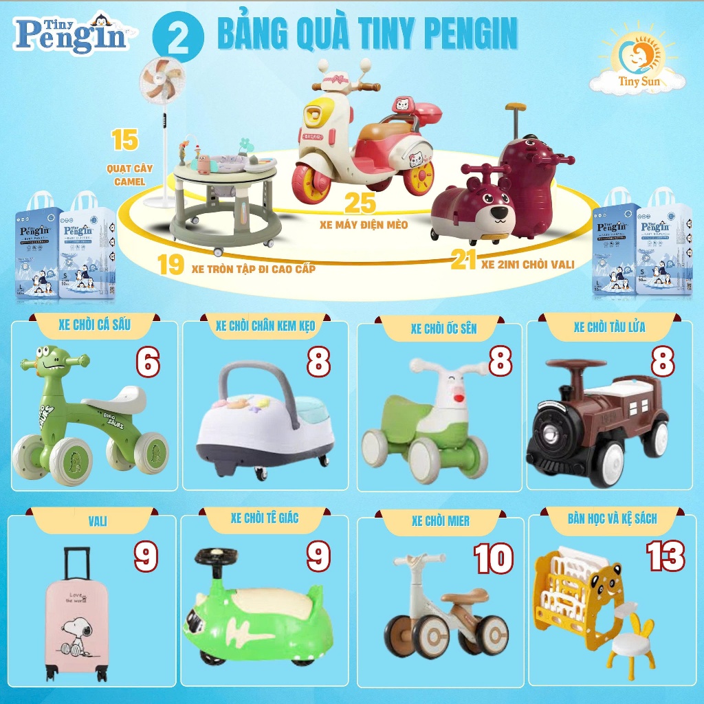 Tã Bỉm Quần/Dán Tiny Pengin Cho Em Bé Đủ Size S50/M50/L50/XL50/XXL50/XXXL50/4XL50/5XL50 - Tiny Sun