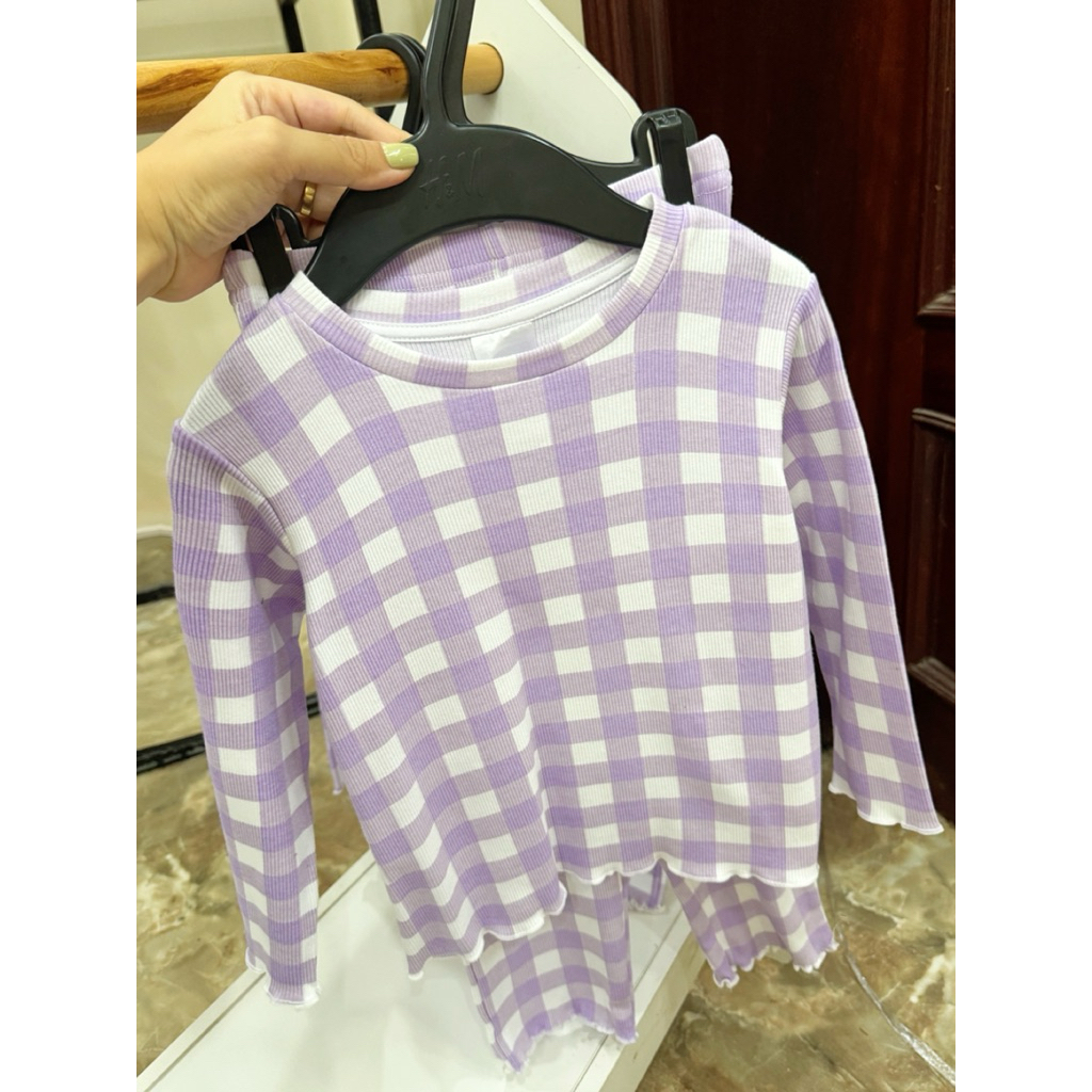 Bộ Thu Bé Gái Kẻ Tím Lavender Acoola