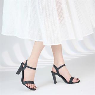 Giày Cao Gót MWC 3870 - Giày Sandal Cao Gót 9CM, Cao Gót Mũi Vuông Gót Dẹp Phối Vân Gỗ Thanh Lịch
