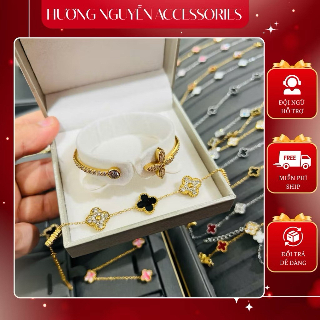  Set lắc tay vòng tay titan cao cấp không han rỉ phụ kiện trang sức nữ kiểu dáng thanh lịch - HƯƠNGSHOP 