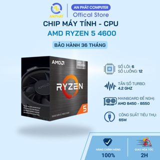 Chip máy tính CPU AMD Ryzen 5 4600G (AMD AM4 - 6 Core - 12 Thread - Base 3.7Ghz - Turbo 4.2Ghz - Cache 11MB)