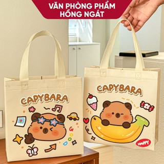 Túi tote Capybara dễ thương đựng sách vở tài liệu đồ dùng cá nhân, túi đựng quà tặng sinh nhật và quà tặng nhỏ QT66