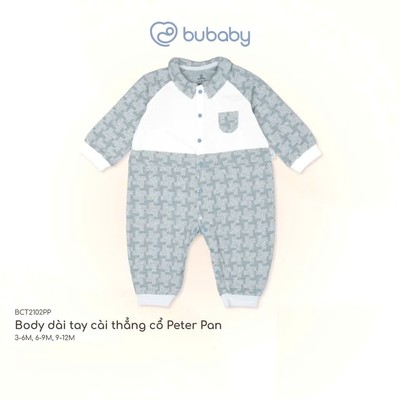 Body dài tay cài giữa cổ Peter pant 2 in 1 Bambus Bubaby