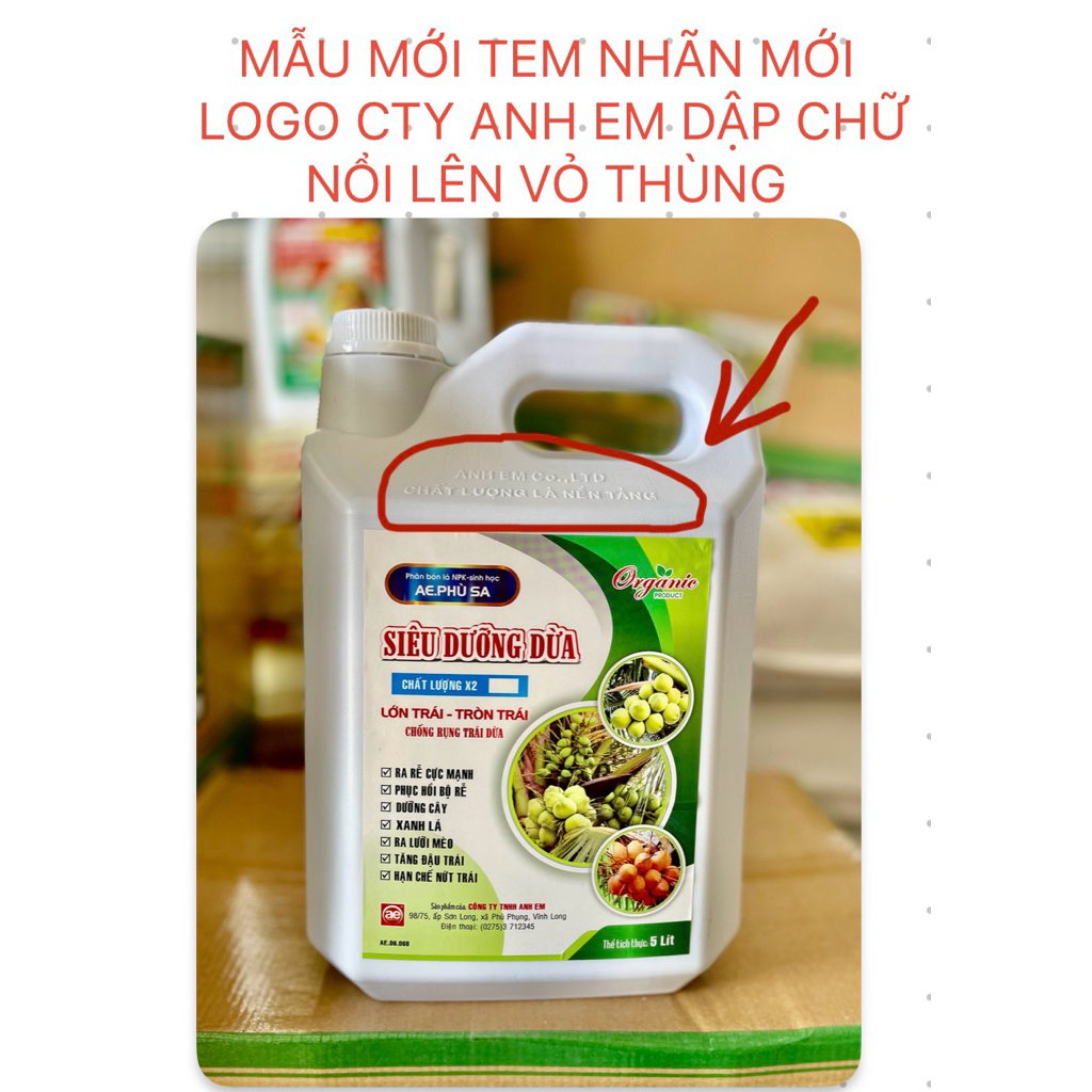 Tưới Siêu Dưỡng Dừa AE Phù Sa Mẫu Cải Tiến Mới 5 lít