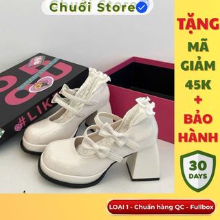   BẢN XỊN CHUẨN QC  Giày cao gót nữ mary jane LOẠI 1 mũi tròn quai nơ style tiểu thư công chúa nữ tính cho nữ xinh iu 