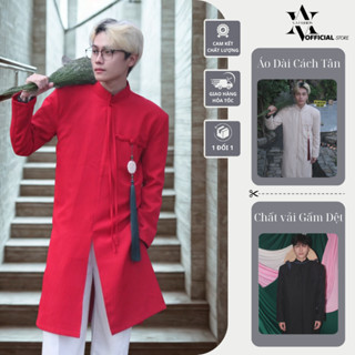 [ DEAL MỞ BÁN Tặng Kèm Ngọc Bội ] Áo Dài Nam Cách Tân, Áo Dài Tết Chất vải  Gấm Dệt Vân Gỗ