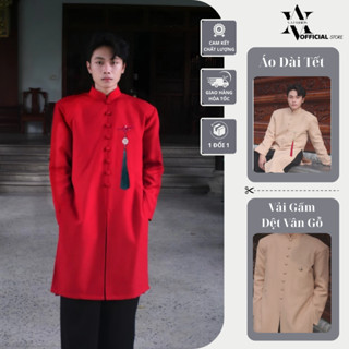 [ DEAL MỞ BÁN 8 NÚT ÁO DÀI Tặng Kèm Ngọc Bội ] Áo Dài Nam Cách Tân Nút Bọc, Áo Dài Tết Chất vải Gấm Dệt Vân Gỗ