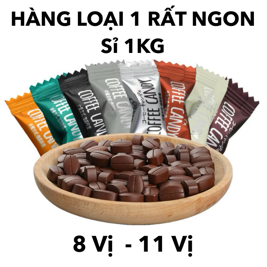 [HÀNG XỊN LOẠI 1] Sỉ 1KG Kẹo Cafe Đài Loan - Cà Phê Không Đường 11 Vị