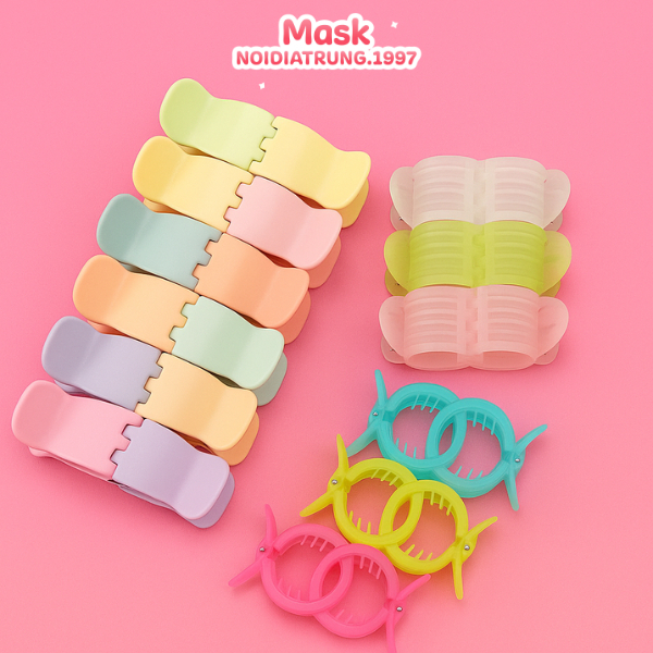 Set 12 Kẹp Càng Cua 3 Răng 5 Răng Trong Suốt Xinh Xắn Nhiều Màu