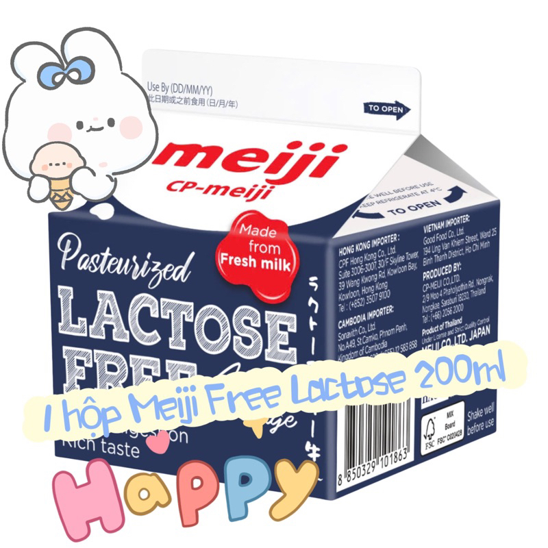 1 hộp Bé- sữa thanh trùng Meiji Free Lactose 200ml MINI