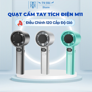  Quạt Cầm Tay M11 Màn Hình LED 120 Cấp Độ Pin 1800mAh Gió Mạnh Điều Chỉnh Vô Cấp Tặng Kèm Dây Đeo 