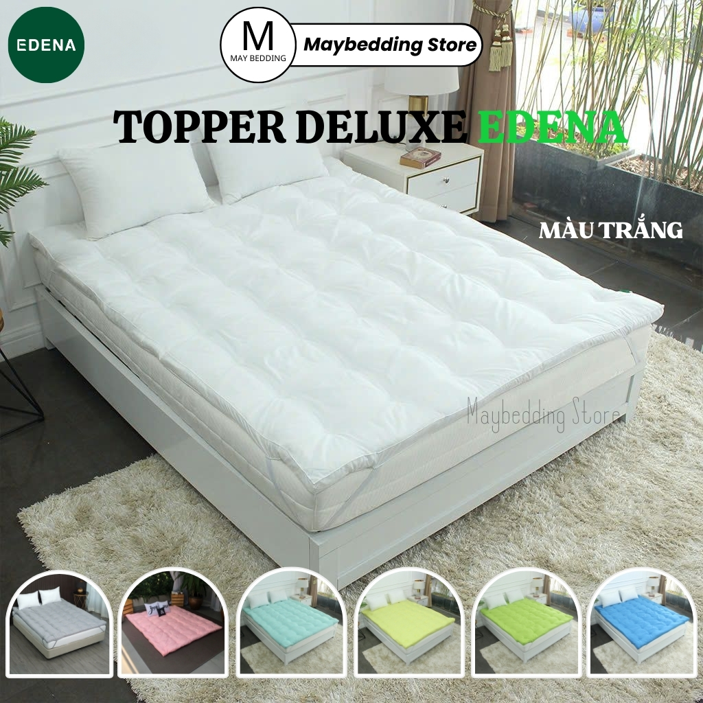 Topper Edena Màu Trắng (Tấm Lót Nệm, Tấm Làm Mềm Nệm), Dày 5cm, Hàng Chính Hãng