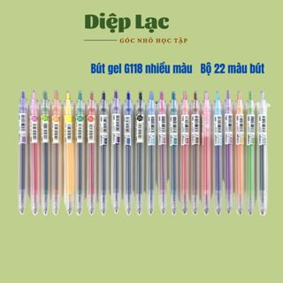  Bộ 22 màu 12 màu   6 màu Bút gel nước viết trang trí G118 Deli 0.5mm viết trơn EG118 vpp Diệp Lạc 