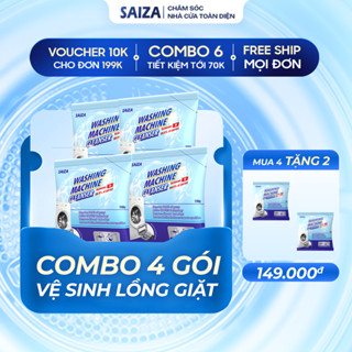 Bột vệ sinh lồng máy giặt SAIZA – Combo 4 tặng 2, loại bỏ cặn bẩn, khử mùi, giữ máy giặt bền sạch