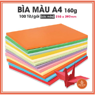   SET 100 TỜ  Bìa Màu A4 160gsm Thích Hợp Làm Thủ Công Gấp Hoa Làm Hoa Handmade In Ấn Siêu Đẹp 