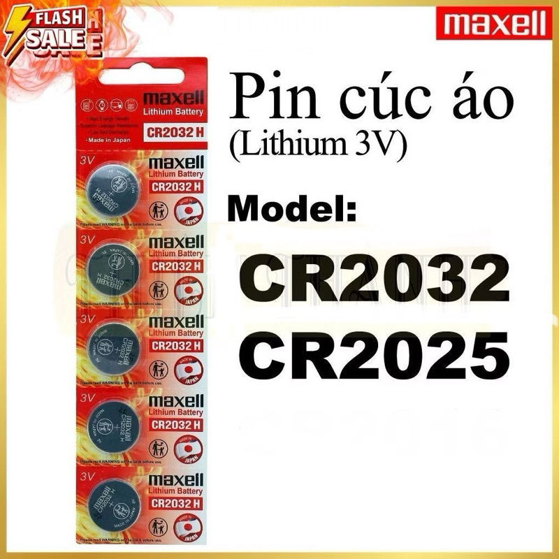 [Top Value] ( Vỉ 5 viên ) Pin cúc áo 3V Maxell - Hàng Chính Hãng
