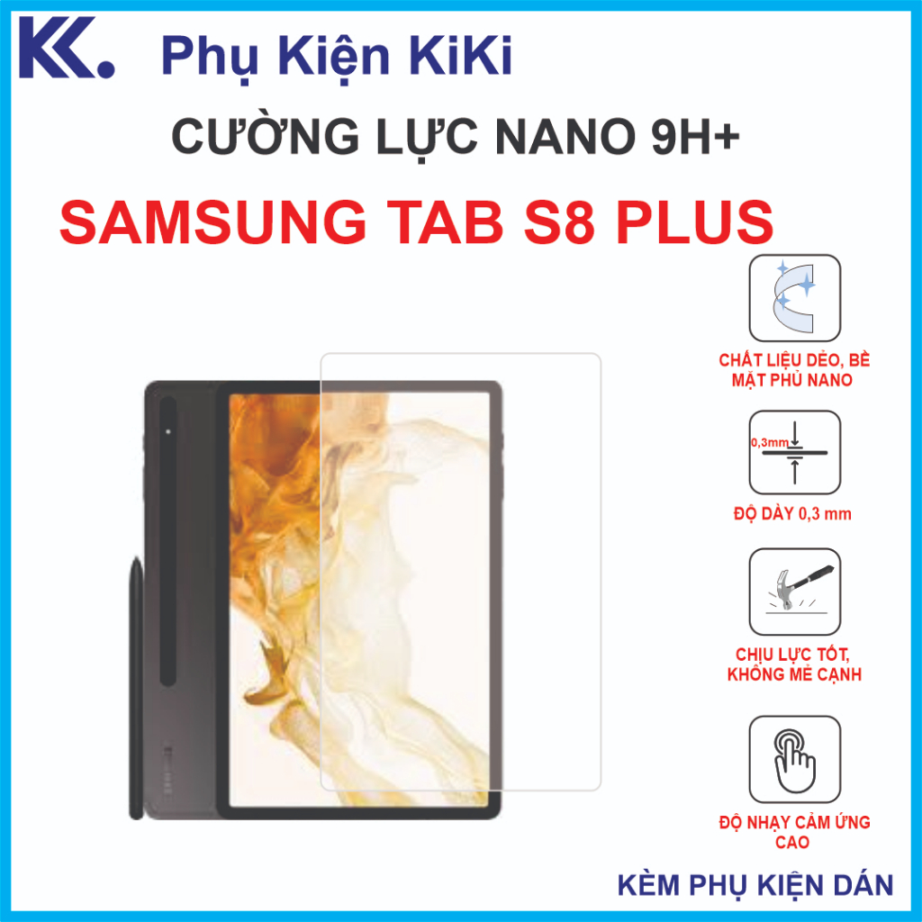 Cường lực Samsung galaxy tab S8 Plus Cường lực nano dẻo 9H+