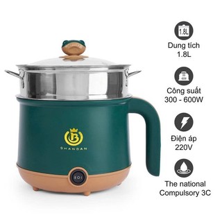 Ca nấu mi mini/ Nồi lẩu Mini Madeli Xanh 18cm Có Xửng Hấp Cao Cấp