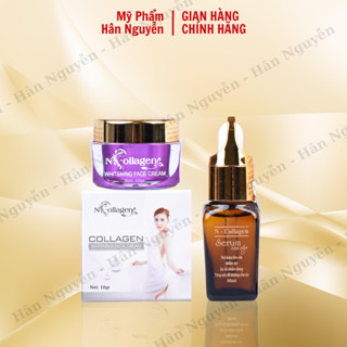  Bộ dưỡng trắng da N-Collagen - Kem face tím và serum collagen - Giữ ẩm mờ thâm nám cho da khô 