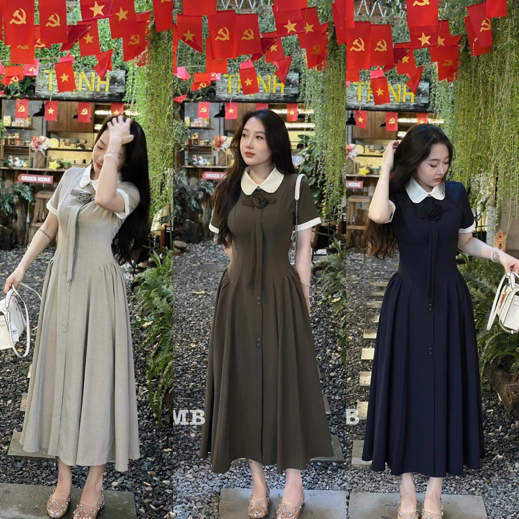 (Đặt Hàng Sau 1 Ngày Là Gửi) Váy Maxi Cổ Đức Phù Hợp Mặc Đi Học Đi Tiệc Đi Chơi Đi Du Lịch Có 3 Màu