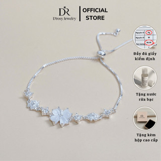 [ TẶNG NƯỚC RỬA BẠC ] Lắc tay bạc nữ S925 D'ROSY kiểu dáng dây rút điều chỉnh size cỏ 4 lá D’ROSY JEWELRY LT06
