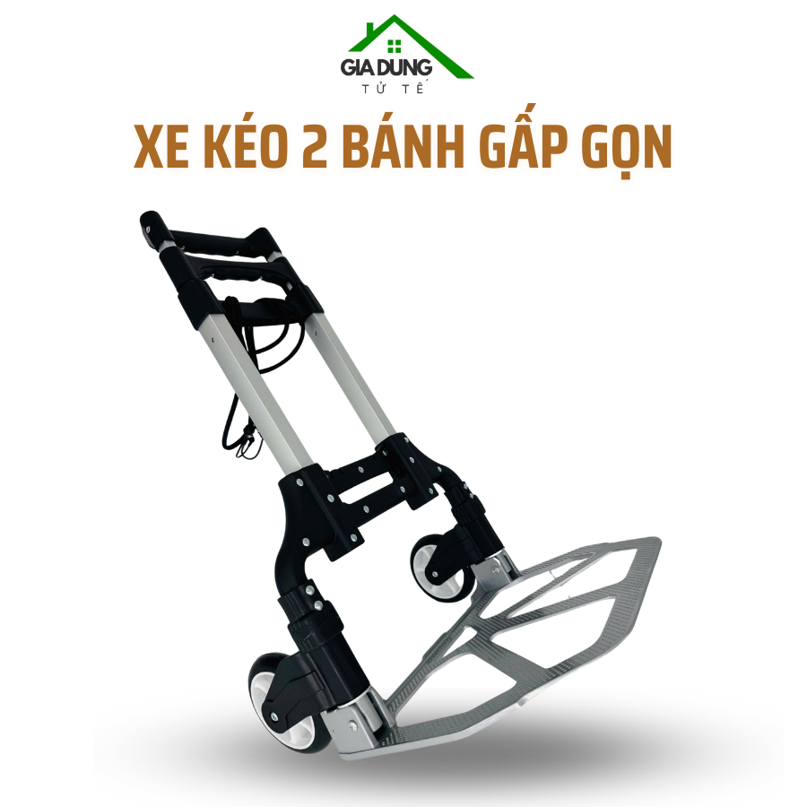 Xe kéo hàng 2 bánh gấp gọn, xe đẩy hàng mini xách tay, xe kéo gấp gọn hợp kim nhôm bánh nhựa