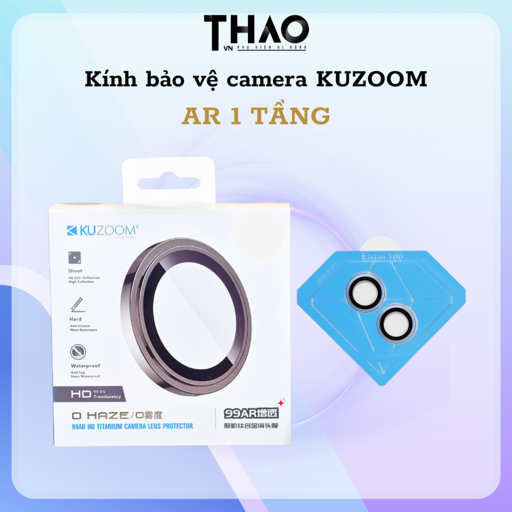 [Máy 2 camera] Lens kính bảo vệ camera 2 mắt Kuzoom AR chính hãng dành cho iP, hỗ trợ bảo vệ camera 