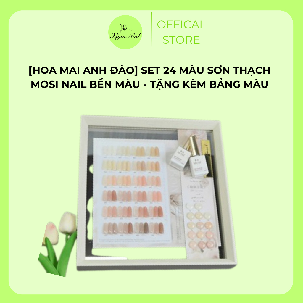 [Hoa Mai Anh Đào] Set  24 Màu Sơn Thạch  Mosi Nail  Bền Màu - Tặng Kèm Bảng Màu