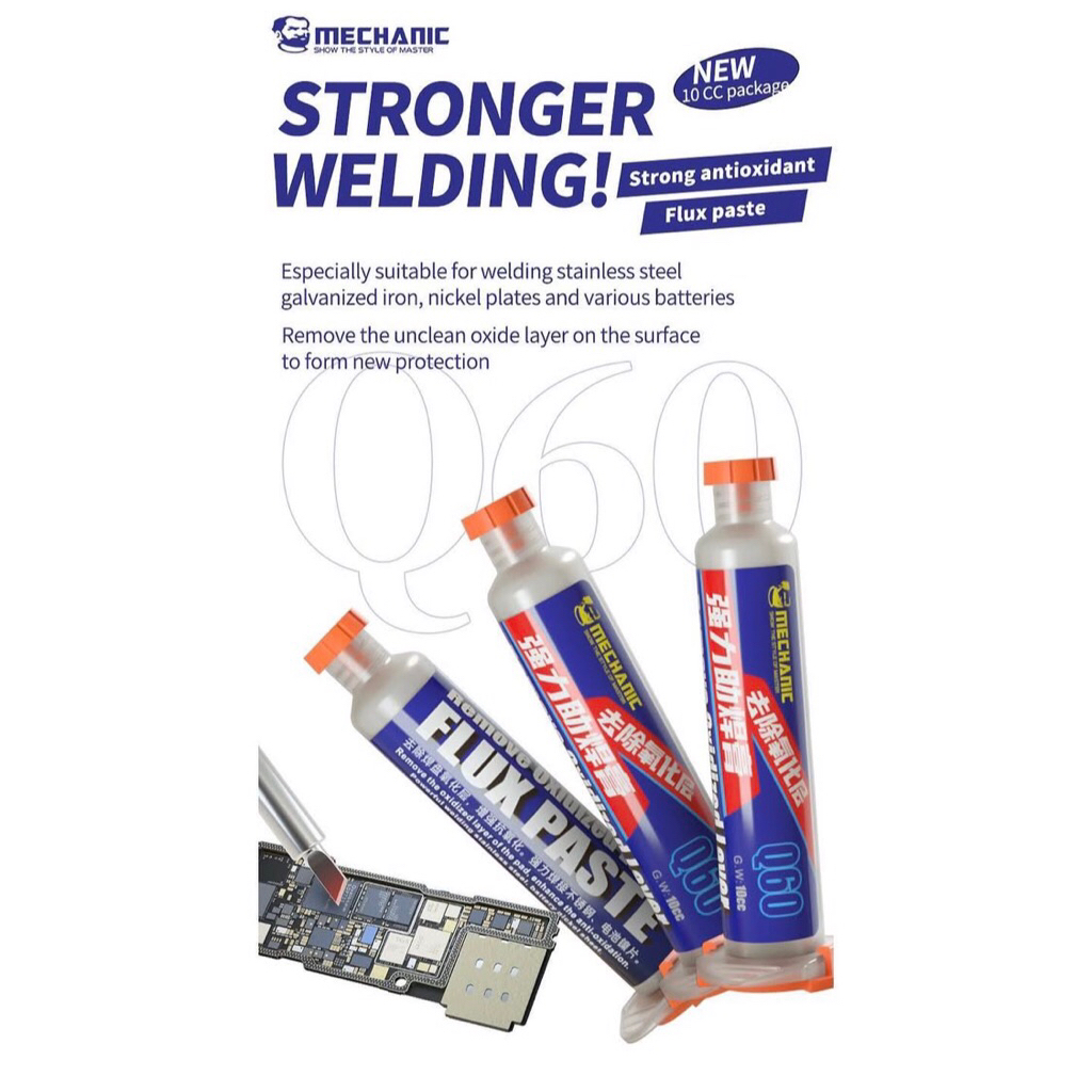 Mỡ Hàn Q60 Mechanic Flux Chống Oxy Hóa Mạnh – Làm Sạch Mạch PCB, Hỗ Trợ Hàn Pin Lithium, Tin Hóa Chí