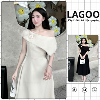 Váy Nữ Trễ Vai Pansy Khoe Xương Quai Xanh, Đầm Dáng Dài Chiết Eo Đính Hoa Nổi Bật Gene Studio