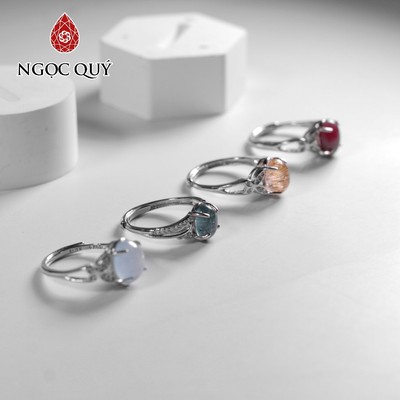 Nhẫn S925 đính hạt đá thiên nhiên mẫu E0008 - Ngọc Quý