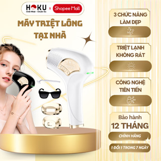 Máy Triệt Lông Mini Cầm Tay HOKU, Tẩy Lông Bằng Laser Ánh Sáng 9 Cấp Độ Tại Nhà, Không Đau Rát-MTL02