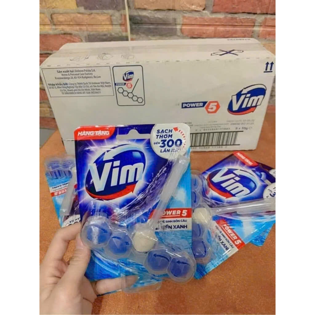 COMBO 10 VỈ viên Treo Bồn Cầu VIM POWER 5 HƯƠNG BIỂN XANH sạch khuẩn thơm Mát HẠN 18/9/2026