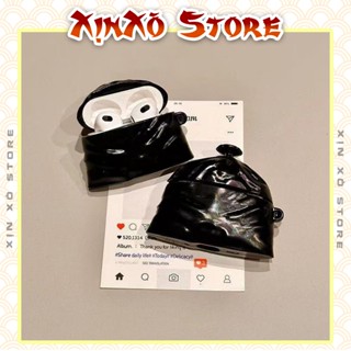  Vỏ ốp Airpod 2 3 4 Pro Túi Rác Đen ngộ nghĩnh Case Airpods Silicon 3D kem móc treo - XỊN XÒ Store 