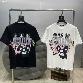 Áo phông nam nữ Premium Cotton PB in hoạ tiết logo sticker chó Pitbull chữ D2 icon hồng boy phố