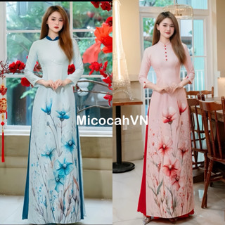   Tặng Vòng Ngọc  Áo dài 5D lụa gấm mềm có 2 màu Hồng và Xanh Ngọc Áo dài truyền thống đi dạy đi lễ 