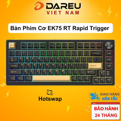 Bàn phím cơ DAREU EK75 RT Rapid Trigger (RGB, PBT Double Shot CHERRY profile, DareU Magnetic sw)