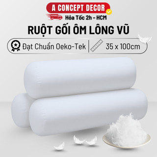 Ruột Gối Ôm Lông Vũ Cao Cấp KT 35x100cm Kèm Túi Đựng Sang Trọng Mềm mại Thoáng Mát Kháng Khuẩn Chống Xẹp Êm Ái Ngủ Ngon