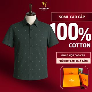 Áo sơ mi nam trung niên vải cotton họa tiết cao cấp loại áo sơ mi ngắn tay form classic ALUX91