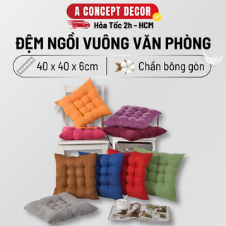  Đệm Ngồi Vuông A Concept Decor Miếng Nệm Ngồi Vải Nhung Cao Cấp Dày Êm miếng Lót Ghế Cho Văn Phòng Ngồi Bệt 40x40x6cm 