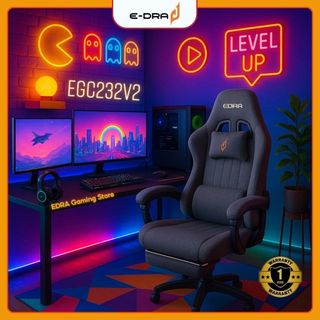 Ghế Gaming Văn Phòng EGC232V2 Fabric Piston thủy lực, tải trọng 100kg Chính Hãng BH 12 ttháng