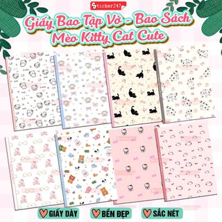  Giấy Bao Tập Kitty Cat Giấy Bao Vở Bọc Sách Mèo Con Kitty Dễ Thương - Giấy Bao Tập Cute Bao Sách Giáo Khoa Mới 