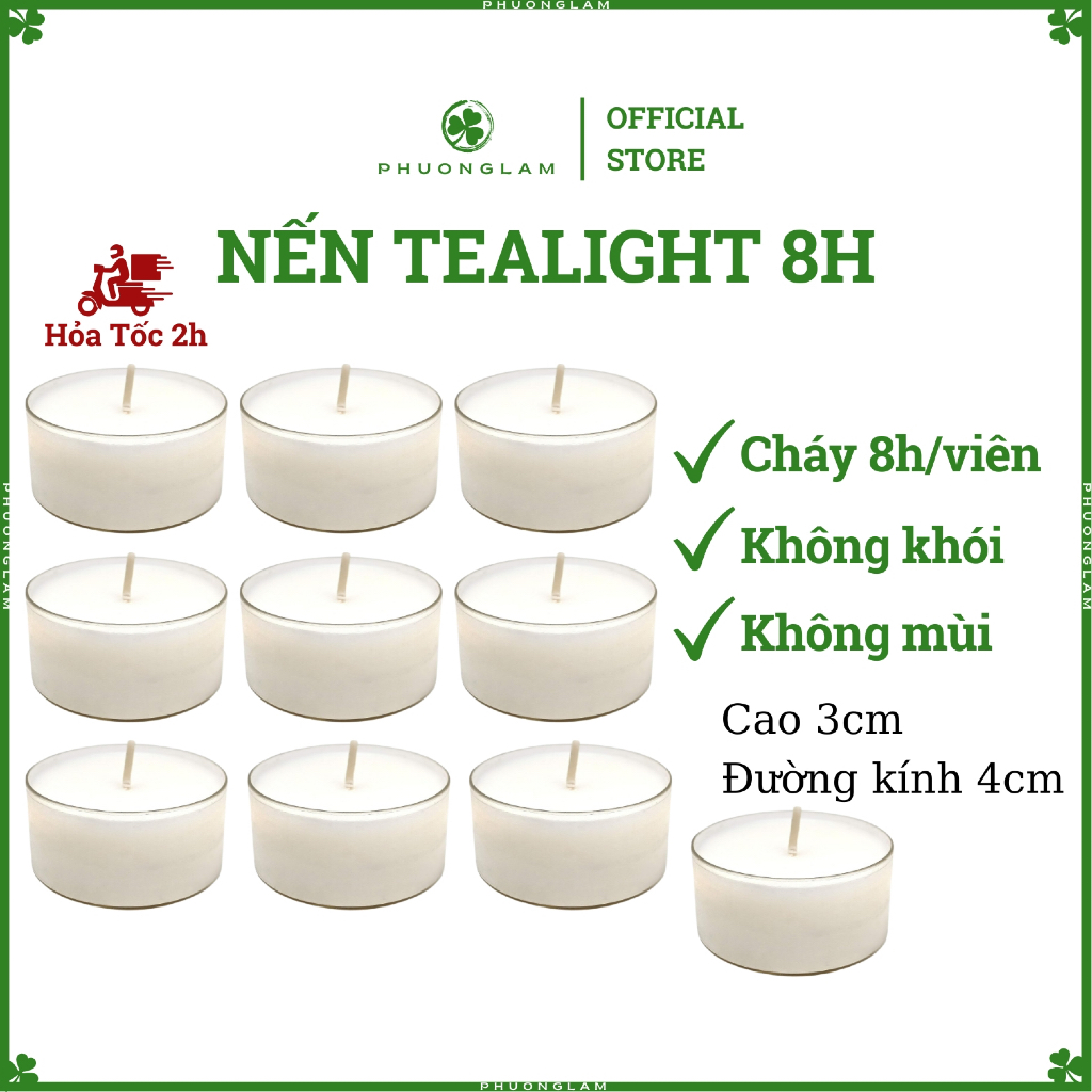 Nến tealight 8 giờ tiêu chuẩn Âu trang trí không khói
