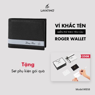 [MIỄN PHÍ KHẮC TÊN] Ví Nam Khắc Tên Theo Yêu Cầu Da Saffiano Da Bò Thật Cao Cấp Chính hãng LAVATINO - WB58