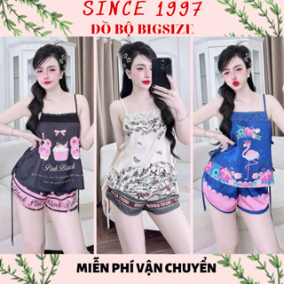 [55-90kg] Đồ bộ bigsize ĐÙI 2 DÂY LATIN 5D, Since1997 Pyjama Đồ ngủ bigsize lụa Latin cao cấp