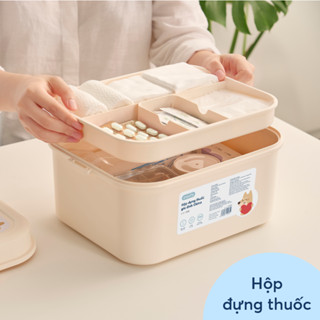  Hộp đựng thuốc gia đình Inochi. Thiết kế chia ngăn có quai cài chắc chắn nhựa PP an toàn 