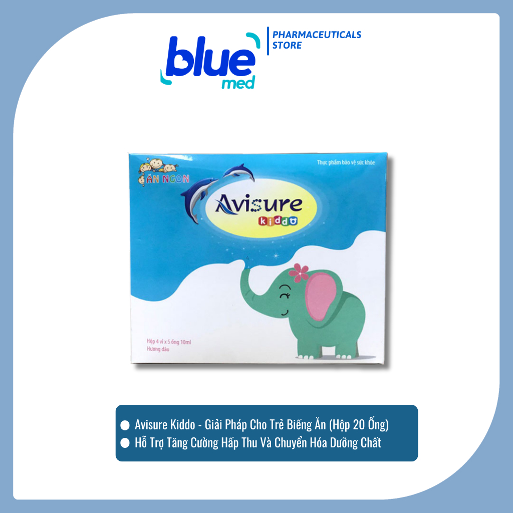 Avisure Kiddo - Giúp Bé Ăn Ngon, Giải Pháp Cho Trẻ Biếng Ăn (Hộp 20 Ống)