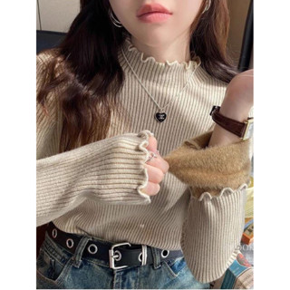  【Sẵn  Full-Ảnh Thật Shop Áo len Gân Lót Lông dày Dặn ,Áo Len Nữ Cổ Cao Bo Xoắn Dáng Ôm Lót Lông ấm Áp 