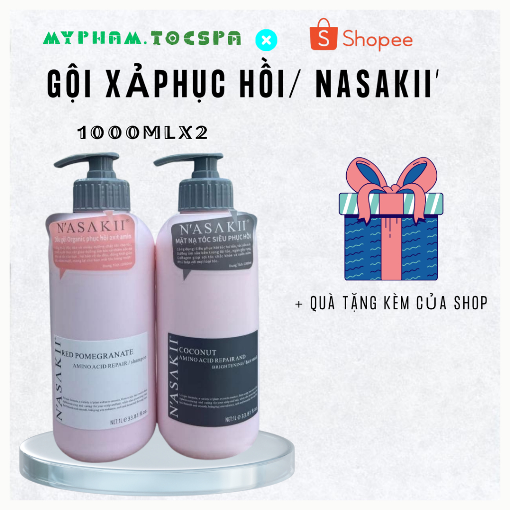 (Chính Hãng) CẶP GỘI XẢ NASAKII PHỤC HỒI GIẢM GÃY RỤNG, BẢO VỆ MÁI TÓC SUÔN MƯỢT 1000ML